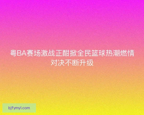 粤BA赛场激战正酣掀全民篮球热潮燃情对决不断升级